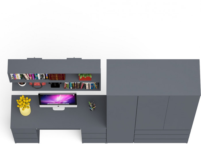 Мори компьютерный стол МС-2 + Шкаф МШ1200.1 + Полка 1200, графит