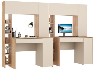 компьютерный стол Комфорт 12.71 + компьютерный стол Комфорт 12.71, гикори рокфорд натуральный/сатин