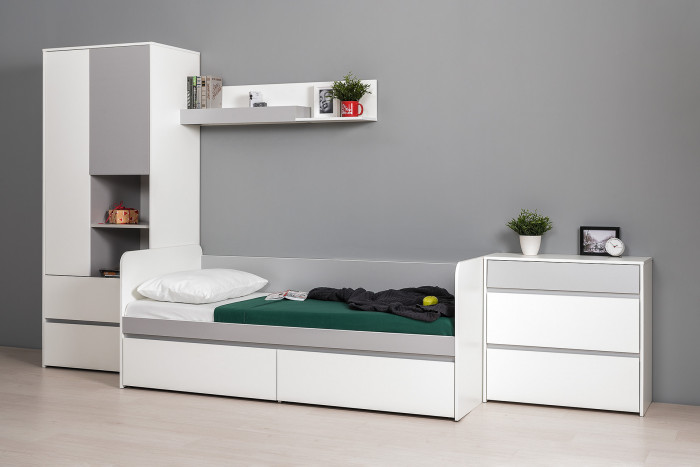 Торонто 13.321 Комод, белый шагрень/стальной серый