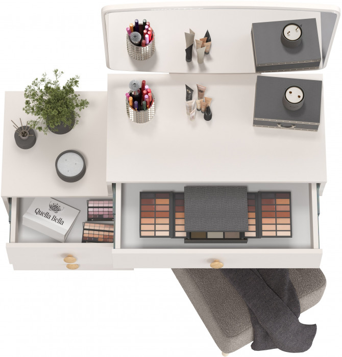 Афина Спальня 4-25901М1к.с. Трюмо + Банкетка 6-5133ТКВсерый Куби, кашемир серый/ткань серая