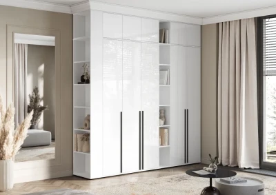 Норд Композиция Шкафов с антресолями + Терминал, Белый глянец/Белый