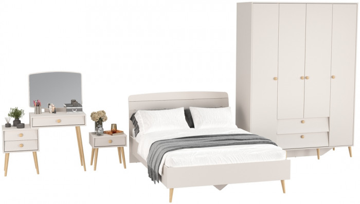 Афина Спальня 29-1400, цвет кашемир серый, сп.м. 1400х2000 мм., б/м, основание есть - фанера