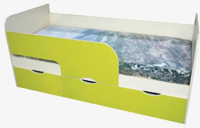 Кровать детская Минима "Лего 1860" (1892х770х850) дуб атланта/лимон глянец