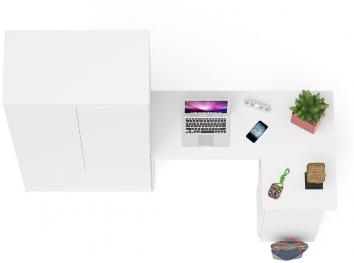 Мори Стол компьютерный МС-16 правый + Шкаф МШ900.1, цвет белый, ШхГхВ 214,8х84,9х179,6 см., выдвижные ящики справа, НЕ универсальная сборка