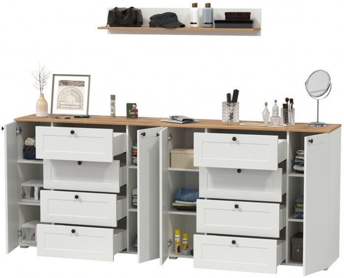 Остин Прихожая 70, белый шагрень/дуб крафт золотой