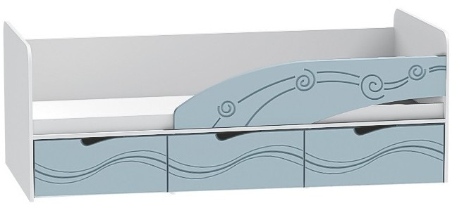 Детская кровать Бриз-3 80х190, волна (Антарктида/Белый/Левый)