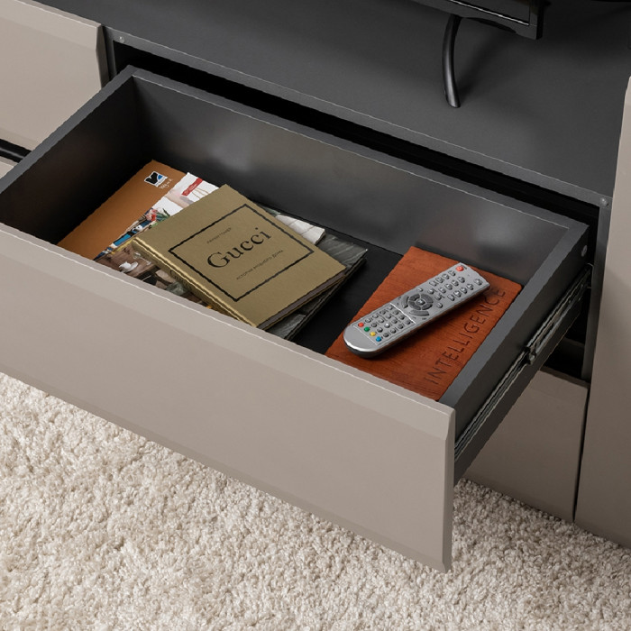 Сидней 13.63 + 13.63 Тумба под ТВ, корпус: антрацит/фасады: МДФ веллюто капучино