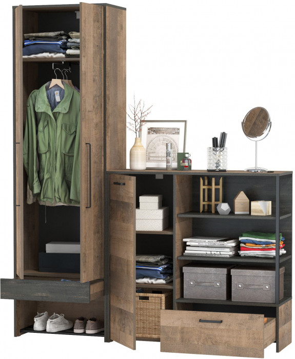 Трувор 13.328.02 Шкаф для одежды + 13.307.01 Комод, дуб гранж песочный/интра