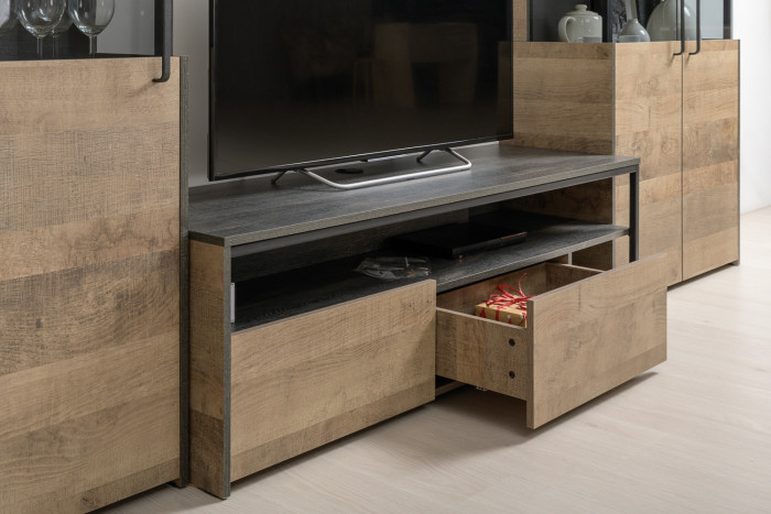 Трувор 13.70 Тумба под ТВ + 13.206 Шкаф-стеллаж + 15.60 Полка, дуб гранж песочный/интра