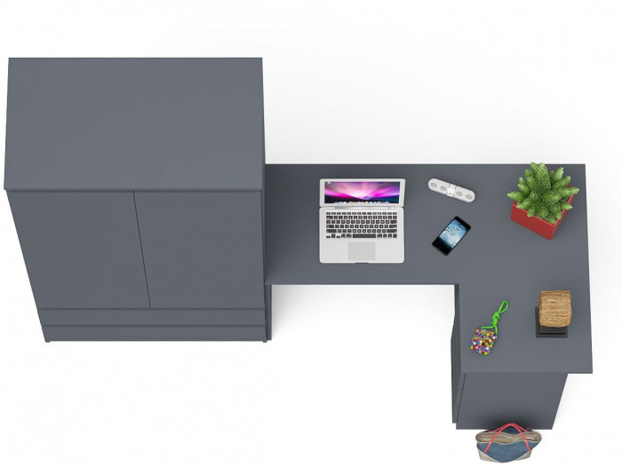 Мори Стол компьютерный МС-16 правый + Шкаф МШ900.1, цвет графит, ШхГхВ 214,8х84,9х179,6 см., выдвижные ящики справа, НЕ универсальная сборка