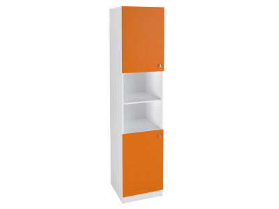 Шкаф-пенал закрытый 2/3 Белый/Оранжевый