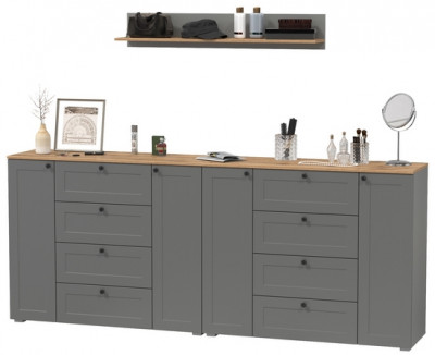 Остин Прихожая 70, серый графит/дуб крафт золотой