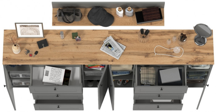 Остин Прихожая 70, серый графит/дуб крафт золотой