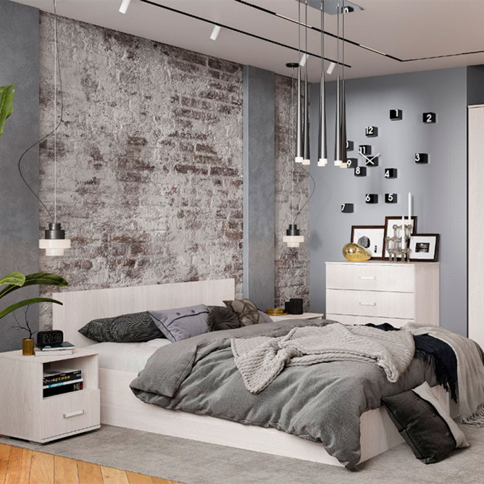 "Белла" кровать 1,6 КР-16 ясень белый