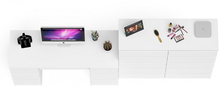 Мори компьютерный стол МС-2 + Комод МК1200.10, белый