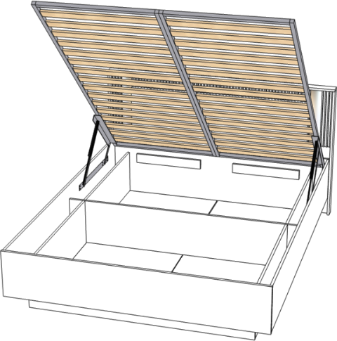 Кровать 140х200 "Харди" с подъемным механизмом - Белый текстурный/Ясень белый