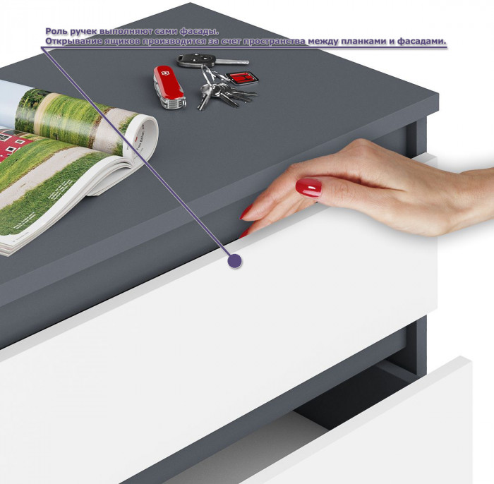 Мори Стол компьютерный МС-16 правый + Комод МК1200.4, цвет графит/белый, ШхГхВ 244,8х84,9х94 см., выдвижные ящики справа, НЕ универсальная сборка