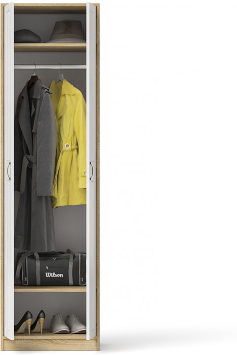 Прихожая П-6 Шкаф, дуб сонома/фасады МДФ белое дерево фрезеровка прованс