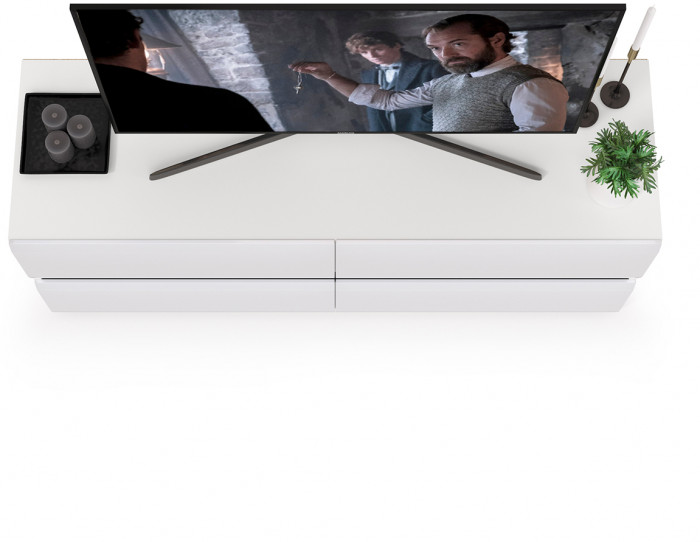 Сидней 13.63 Тумба под ТВ, корпус: белый/чёрный/фасады: МДФ белый глянец