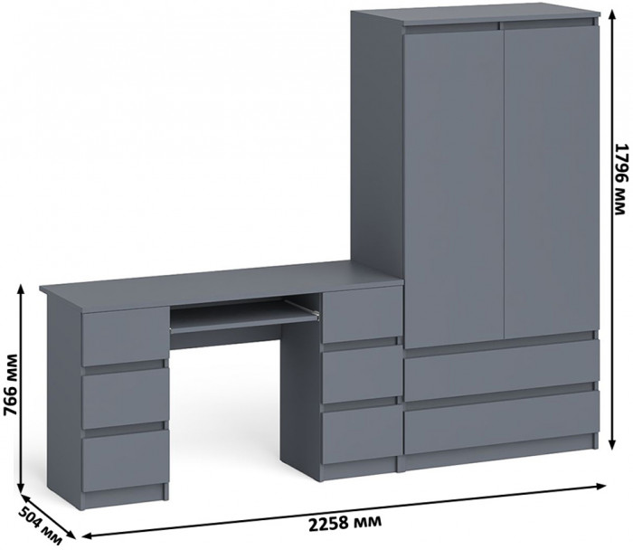 Мори компьютерный стол МС-2 + Шкаф МШ900.1, графит