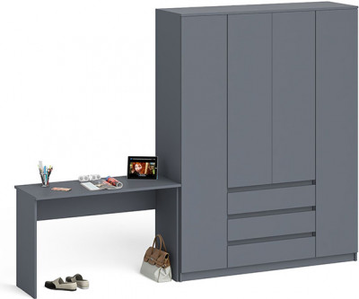 Мори Стол письменный МСП1200.1 + Шкаф МШ1600.1, цвет графит, ШхГхВ 280,8х50,4х209,6 см., универсальная сборка