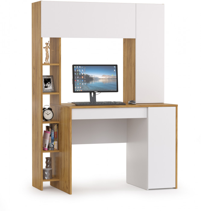 компьютерный стол Комфорт 12.71, дуб золотой/белый