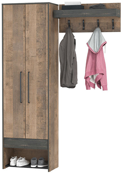 Трувор 13.328.02 Шкаф для одежды + 15.04 Вешалка, дуб гранж песочный/интра