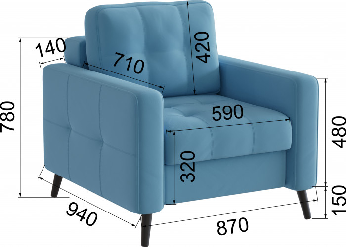 Кресло Лира, Светло-голубой