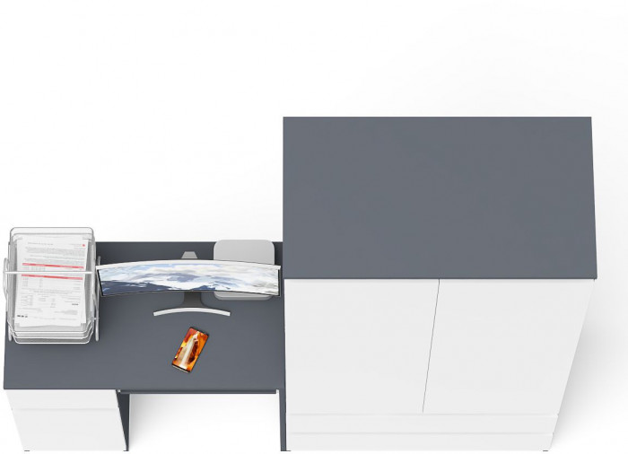 Мори компьютерный стол МС-1 левый + Шкаф МШ900.1, графит/белый