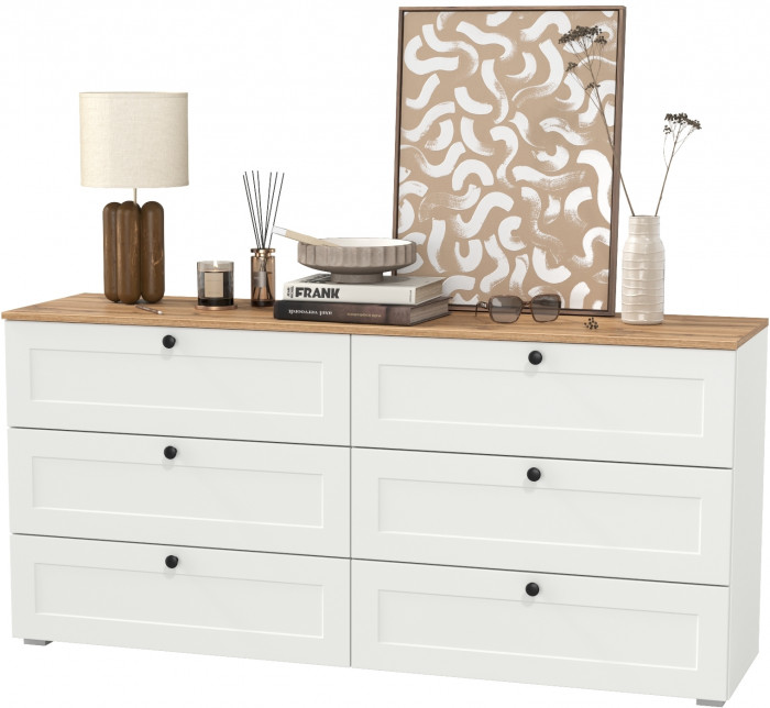 Остин 16.240 Комод, белый шагрень/дуб крафт золотой