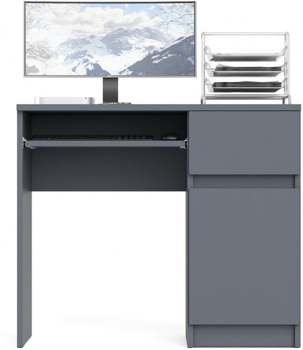 Мори Стол компьютерный МС-1 правый, цвет графит, ШхГхВ 90х50х76,6 см., выдвижной ящик справа, НЕ универсальная сборка