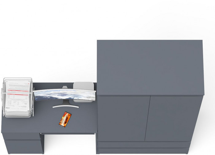 Мори компьютерный стол МС-1 левый + Шкаф МШ900.1, графит