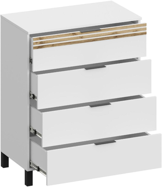 Комод 4 ящика КМ-4102, Белый/Профиль МДФ Дуб вотан