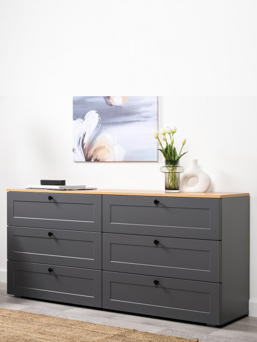 Остин 16.240 Комод, серый графит/дуб крафт золотой