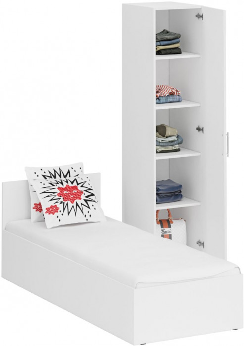 Кровать 0800 + Пенал Стандарт, белый
