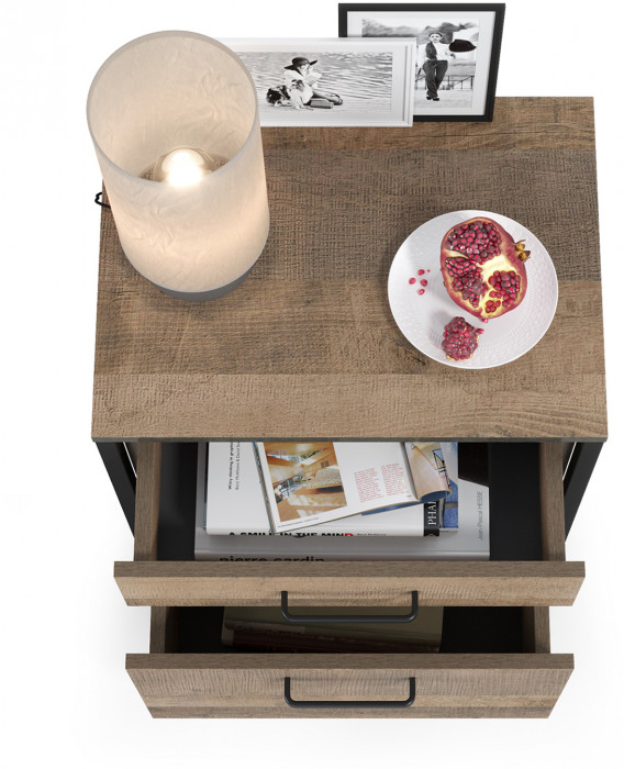 Трувор 13.290 Тумба прикроватная, цвет дуб гранж песочный/интра, ШхГхВ 50х36,6х54,4 см.