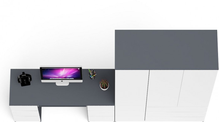 Мори компьютерный стол МС-2 + Шкаф МШ1200.1, графит/белый