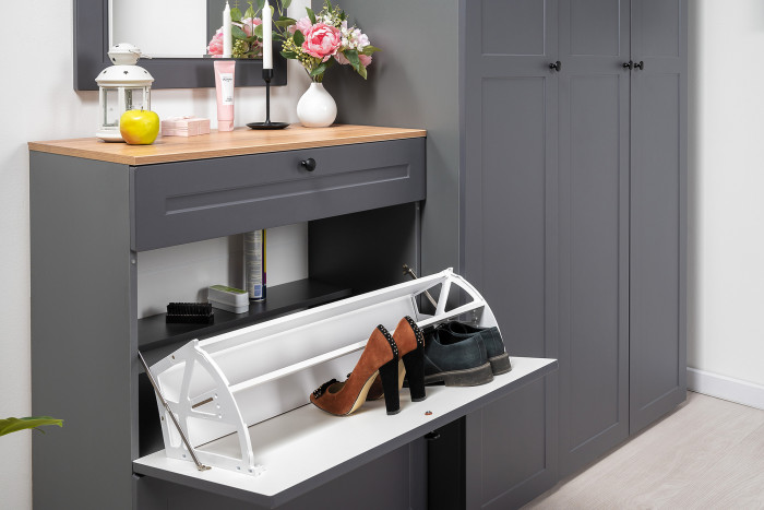 Остин Прихожая 05, серый графит/дуб крафт золотой