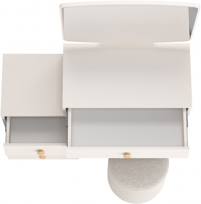 Афина Спальня 4-25901М1к.с. Трюмо + Банкетка 6-5137ТКШсв.серый Марта, кашемир серый/ткань светло-серая