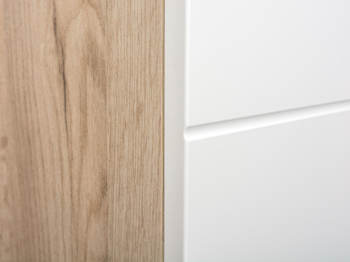 Лайн Прихожая № 02, дуб крафт серый/фасады МДФ белый глянец