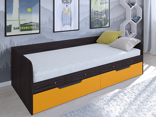 Кровать Астра одноярусная Венге/Оранжевый