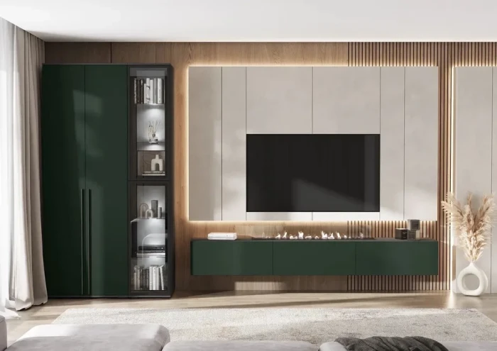 Модульная гостиная Норд, Графит/Изумрудный