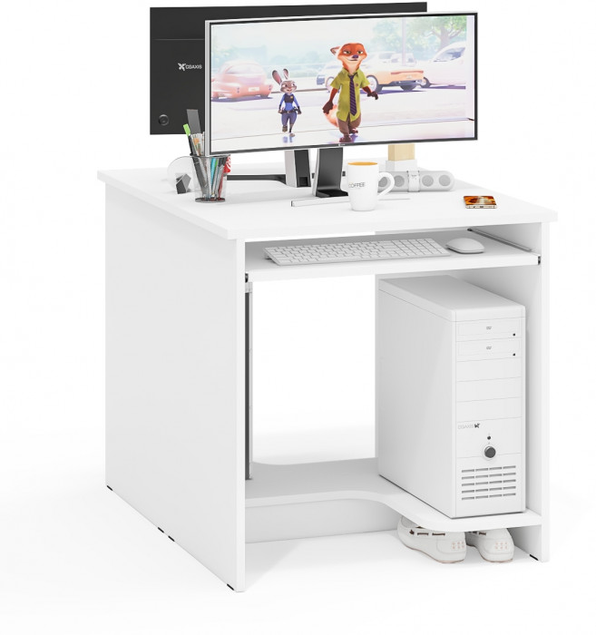 Два стола компьютерных С-МД-СК11-1, цвет белый шагрень, ШхГхВ 149,2х50х75 см., НЕ универсальная сборка