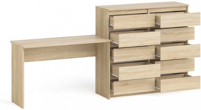 Мори письменный стол МСП1200.1 + Комод МК1200.10, дуб сонома