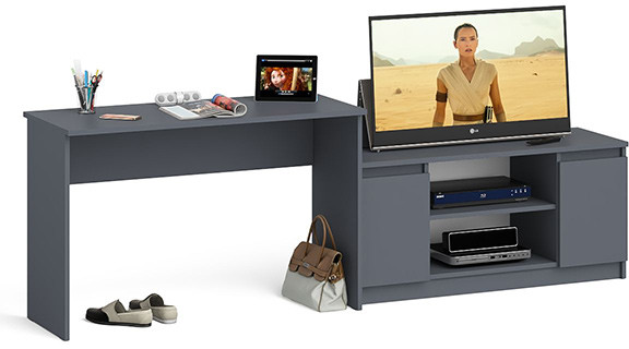 Мори письменный стол МСП1200.1 + Тумба МТВ1200.1, графит
