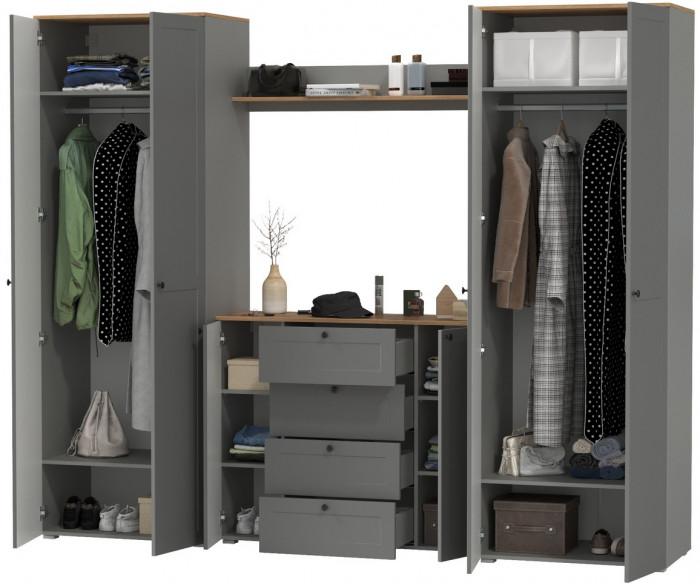 Остин Прихожая 73, серый графит/дуб крафт золотой