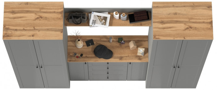 Остин Прихожая 73, серый графит/дуб крафт золотой