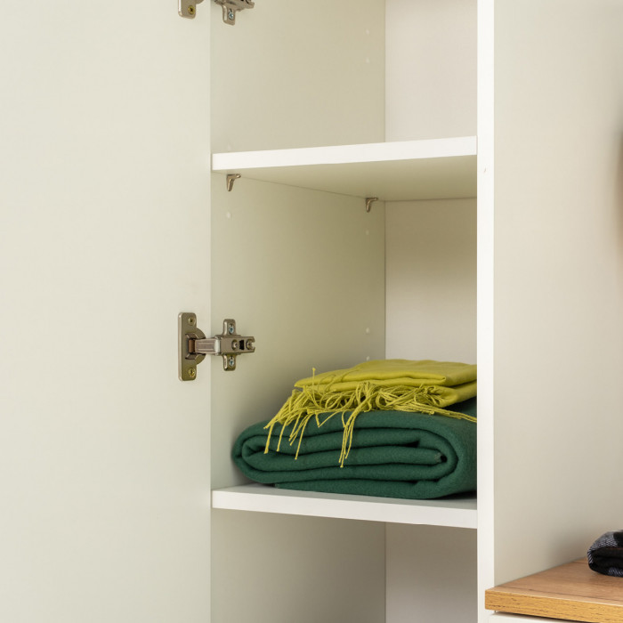 Октава Прихожая 42, цвет белый шагрень/дуб крафт золотой/фасады МДФ белый шагрень, ШхГхВ 97,1х35,4х197,6 см., универсальная сборка