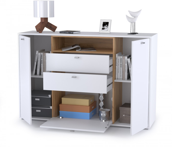 Бэль 10.95 Комод, дуб крафт золотой/белый премиум