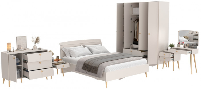 Афина Спальня 31-1600, цвет кашемир серый, сп.м. 1600х2000 мм., б/м, основание есть - фанера